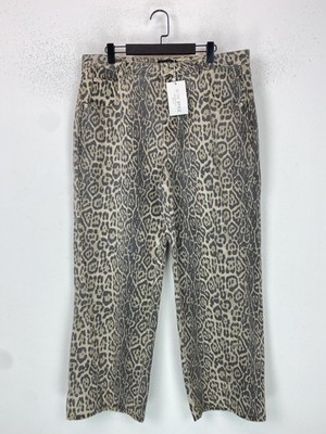 IN THE STYLE Beige Leopard Print Straight Leg Jeans UK 18 NEW