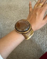 Gold Cuff Bangle Chunky Big Armor Wide Bracelet Metal Costume