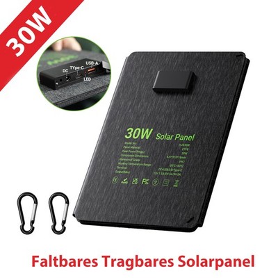 30W Faltbares Solarpanel | Tragbares Outdoor Solarladegerät | 23% Effizienz IP67