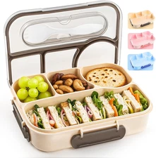 Bento Box Adult, Lunch Box, 4-Compartment Lunch Containers, Drop-Proof, Dishwash