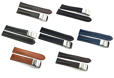 Genuine Leather 18mm 20mm 22mm 24mm Watchstrap with Deployant clasp