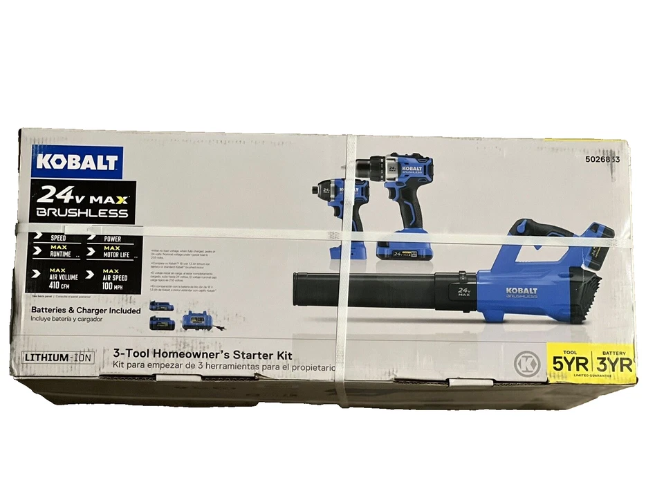 BRAND NEW Kobalt 24V Max Brushless 3pc Tool Starter Combo Kit Model #KLC 3124-03 - Image 2 of 4