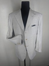 Edgar Pomeroy Made In USA Bespoke Linen Suit 3 Btn 2 Vents-Fit 6 Long- NEAR MINT