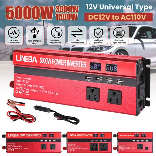 5000W 3000W 1500W 12V A 110V Convertidor 4 USB de coche Carro Inversor Corriente - Picture 2 of 159