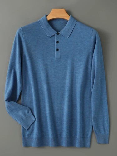 Maglione uomo lana merino collo polo pullover autunno inverno nuovo maglia cashmere - Foto 8 di 16