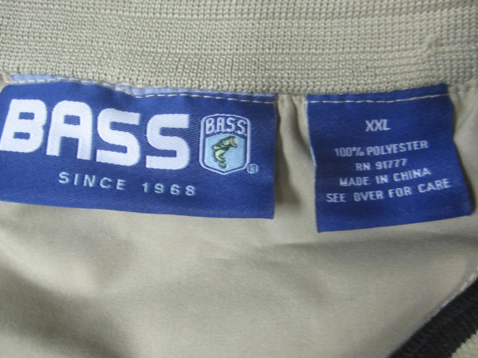 BASS Jacket Mens 2XL XXL Yellow Windbreaker Pullover V-Neck Polyester - Image 3 of 4