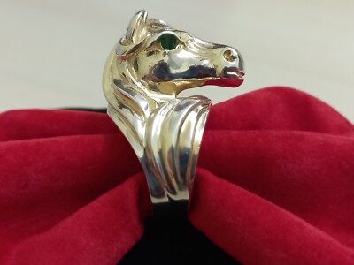 PFERDERING AUS 925 SILBER VERGOLDET 18KT HOLZ VALENZ 