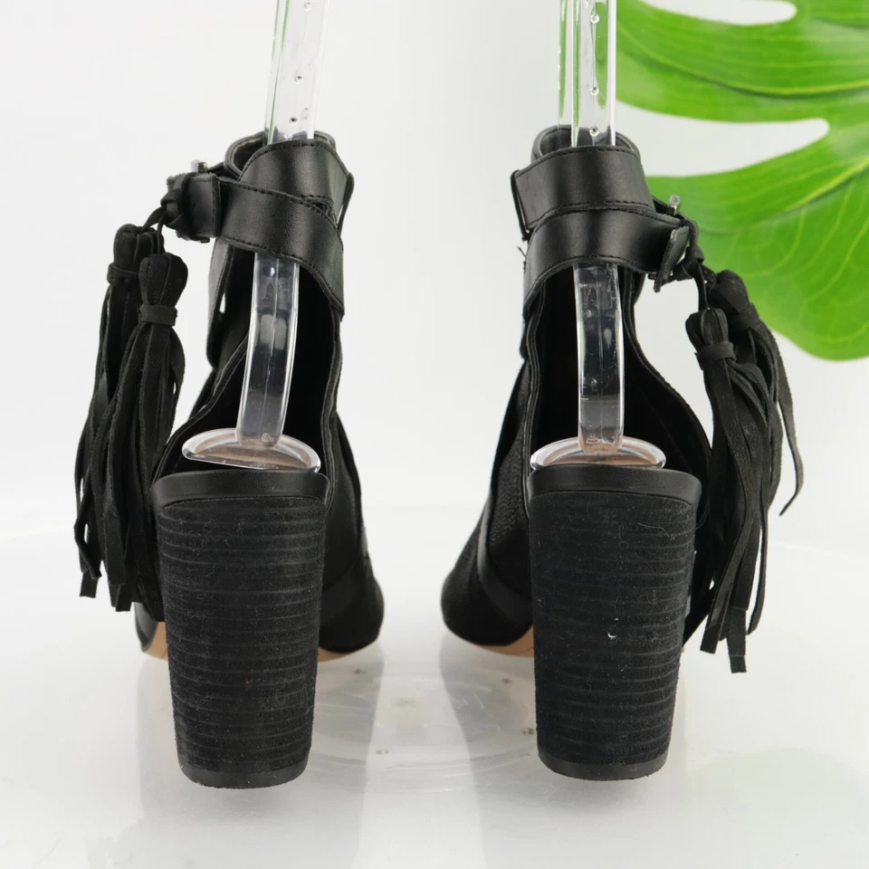 Sandalia Sam Edelman Vermont para mujer talla 7,5 cuero negro correa al tobillo tacones redondos Foto 4 de 4