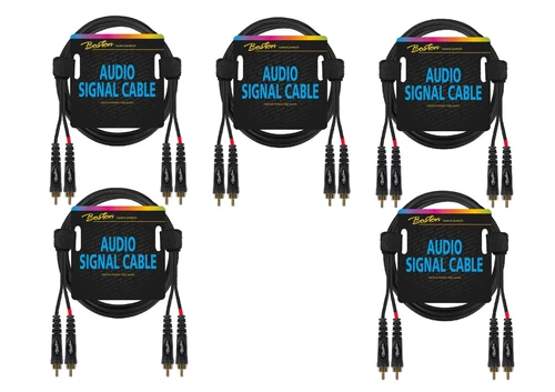 Cinchkabel Audiokabel 2x RCA auf 2x RCA 0,75m AC-277-075 5 Stück Set schwarz Neu