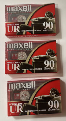 Maxwell Audio Cassettes Normal Bias UR 90 Minutes Pack of 3 New Factory Sealed