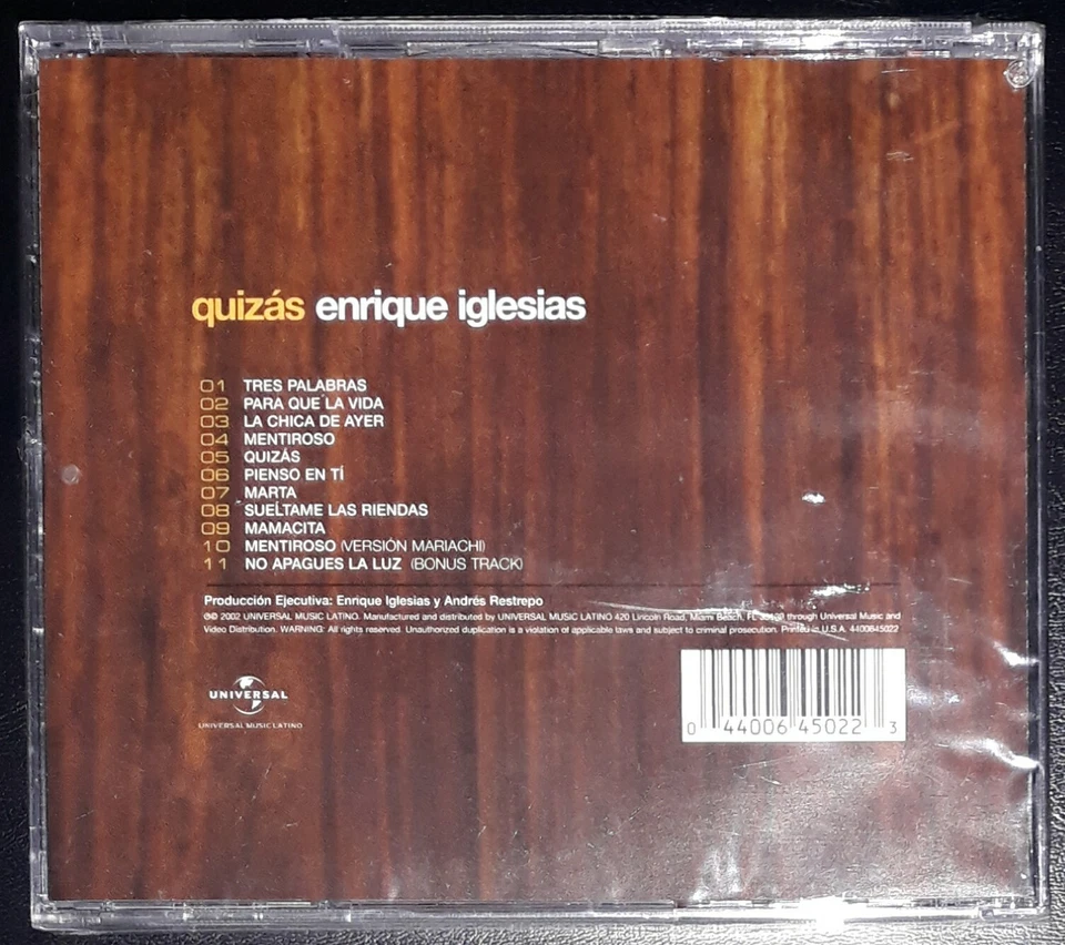 Enrique Iglesias Quizás Brand New Spanish CD 2002 Foto 2 de 2