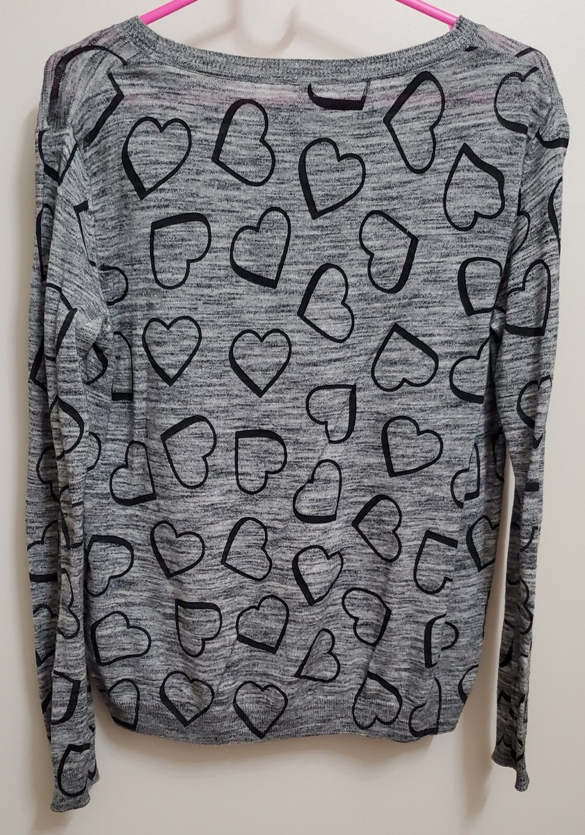 Hearts H&M Divided XS/S Valentine's Day Love Sweater Grey Gray