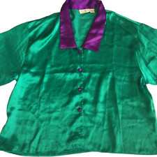 VINTAGE VICTORIA  S SECRET GOLD LABEL GREEN SLEEP SHIRT SIZE L SHORT SLEEVE