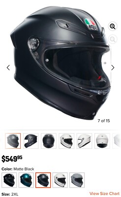 AGV K6 Matte Black Full Face Motorcycle Helmet XXL | DOT Approved