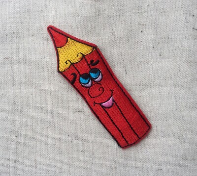 Herr Bleistift rot Bügelbild Aufnäher voll bestickt Patch Applikationen Abzeichen