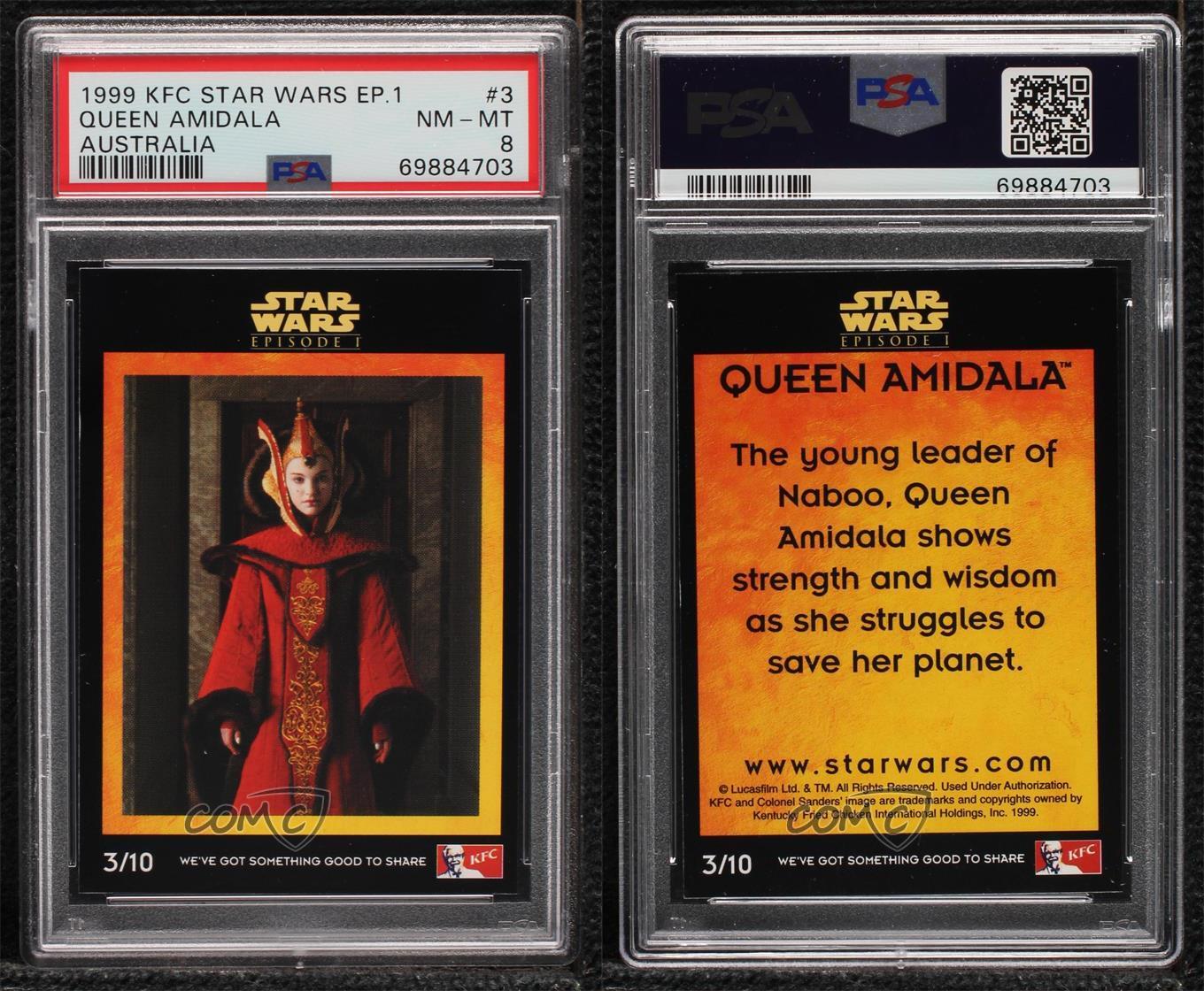 1999 KFC Star Wars Episode 1 Australia Padme Amidala Queen Amidala #3 PSA 8 0b3o - Picture 3 of 3
