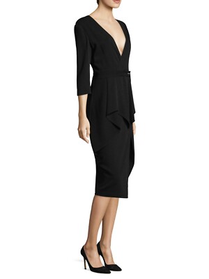 peplum dress size 8 NEW Jason Wu V Neck Peplum Dashed Pinstripe Dress in Black - Size 8 #D505