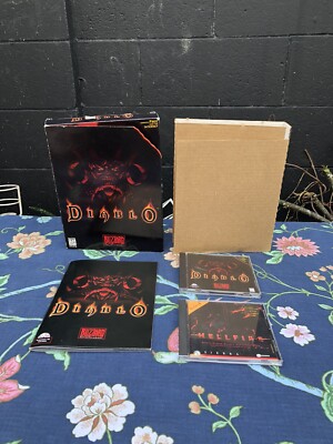 VTG 1996 Blizzard Diablo 1+Hellfire PC Game Big Box with CD - Nice Condition