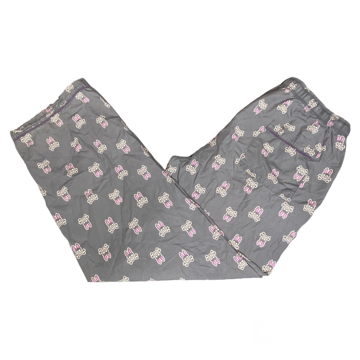 Psycho Bunny Gray Pajama Pants Multi Logo Mens Medium Ins 29in