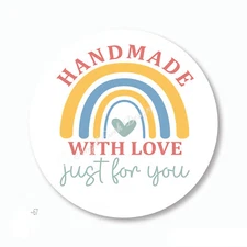 Handmade With Love Just For You Envelope Seals Crafting Stickers Rainbow Favors