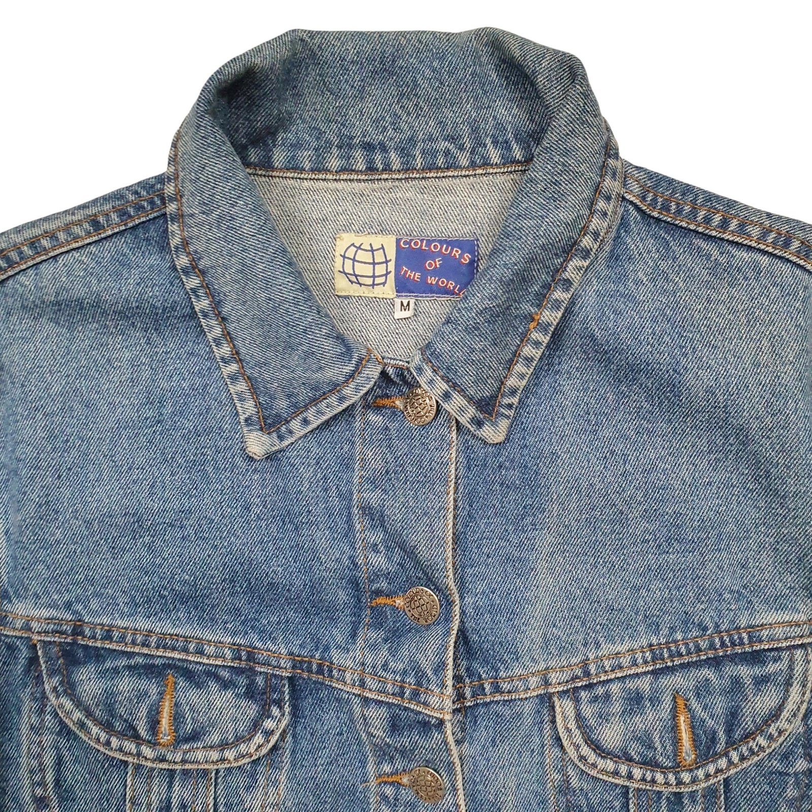 COLOURS OF THE WORLD Denim Jacket Trucker Coat Womens M image 2