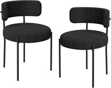 Set of 2 Boucle Fabric Kitchen Dining Chair