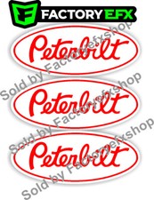 3 Custom Peterbilt Grille Hood Decal Emblems Truck White Red 359 378 379 353