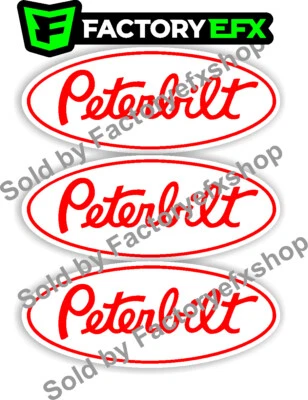 FACTORY EFX 3 Custom Peterbilt Grille Hood Decal Emblems Truck White & Red 359 378 379 353