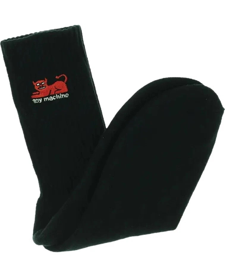 2 PAIRS TOY MACHINE DEVIL CAT CREW SOCKS BLACK 2pr FREE SHIPPING - Image 2 of 2