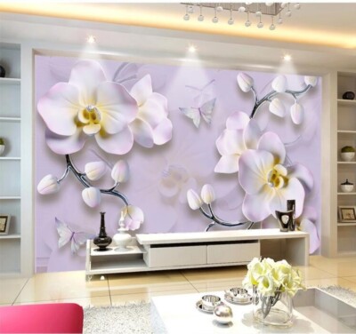 3D White Phalaenopsis G3752 Wallpaper Wall Murals Removable Self-adhesive Honey