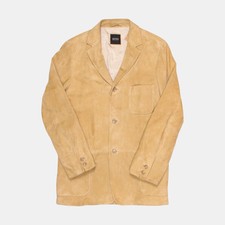 Hugo Boss Overcoat Coat / Size L / Womens / Beige / Leather