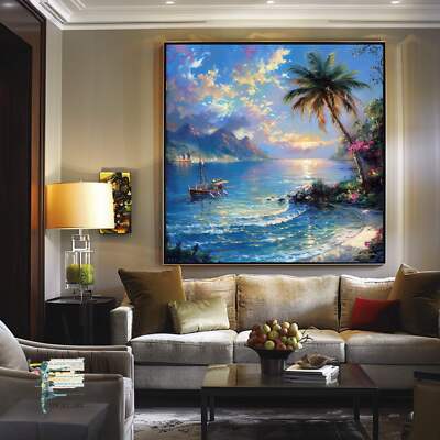 Coast Beach2 WallArt Framed / Rolled, Home Decor, Gift, Paint, Lover, Retro, Dec