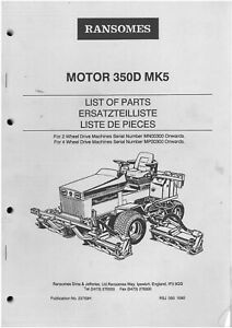 Ransomes Grass Cutting Machine Motor 350D Mk5 Mower Parts Manual | eBay