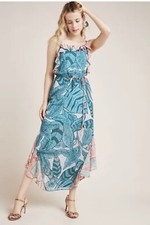 NWT Anthropologie Farm Rio Ruffled Cruise Maxi Dress Floral Green Medium $220