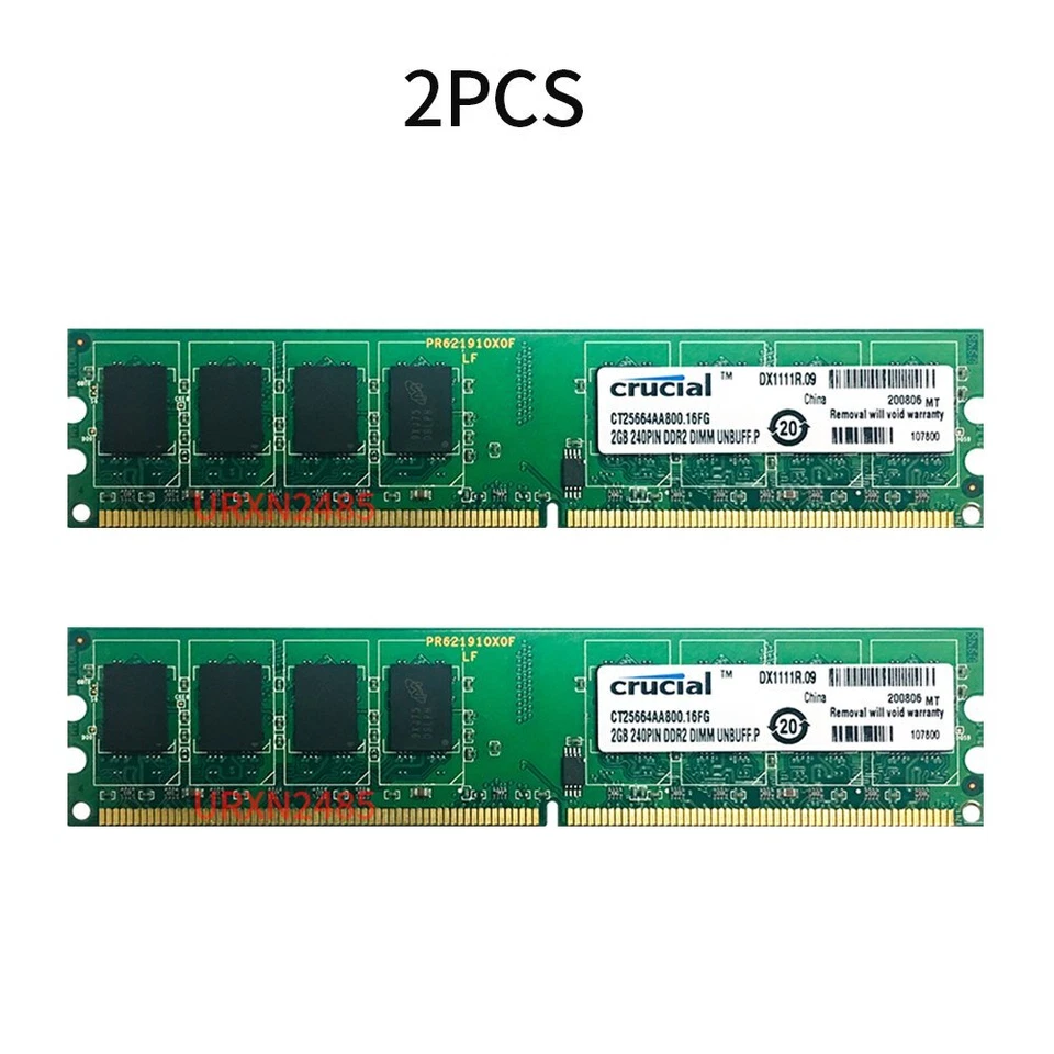 Crucial 4GB kit 2x 2GB 1GB DDR2 800MHz PC2-6400U 240Pin Desktop PC Memory RAM AB - Image 4 of 4