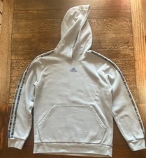 Adidas Boys Hoodie Size Large Blue Sweatshirt with Blue/Green Camo Stripes