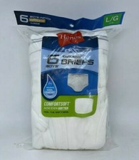 Hanes Boys Briefs Size L White 6 Pack Tagless Wicking Cool Comfort Every Day