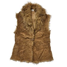 Together 90s Vintage Brown One Button Suede Gilet Women's Size 12 Eu 40