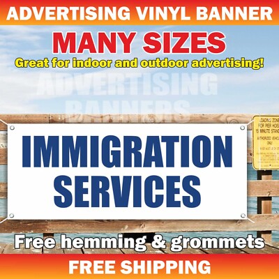 Immigation Boot Sign IMMIGRATION SERVICES Advertising Banner Vinyl Mesh Sign Dmv document ...