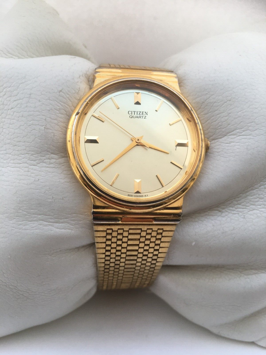 Citizen Unisex Quartz Vintage Slim Gold Plated Bracelet Watch 6030