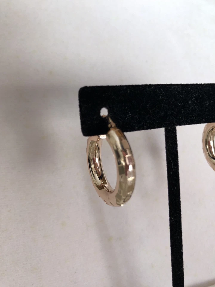 СЕРЬГИ-КОЛЬЦА БРОНЗО ИТАЛИЯ 1 ДЮЙМ КРУГЛАЯ БРИЛЛИАНТОВАЯ ОГРАНКА (M4731-52) - Изображение 4 из 4