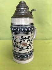 antiker Bierkrug Reinhold Merkelbach RM Modell 276 mit Zinndeckel 1L ca. 25 cm