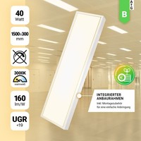 Led Anbaupanel 150X30Cm Warmweiß 3000K 40W UGR<19 Aufbaurahmen Aufbauleuchte Blt