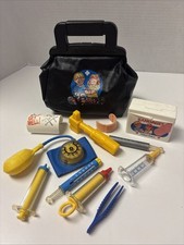 Vintage Fisher Price Medical Kit Playset Dr/Nurse Black Bag w/Accessories 1987