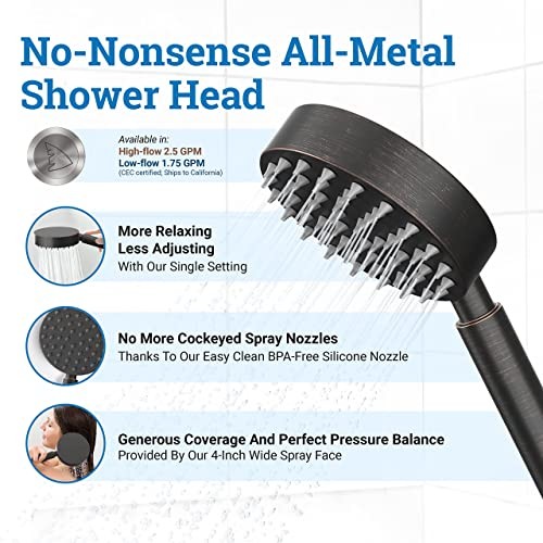 All Metal Handheld Shower Head with Hose and Brass 2.5 GPM Oil-Rubbed Bronze - Bild 4 von 7
