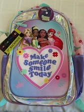 Disney Princess "Make Someone Smile Today" Light Up Backpack Girls' 17" New