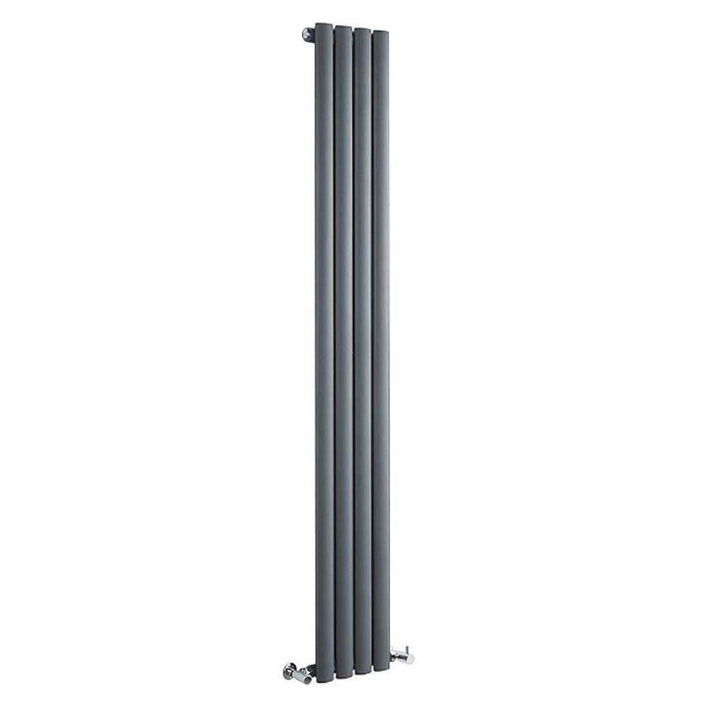 Anthracite Oval Tube Radiator Vertical Designer Heater 280mm x 1800mm 2854 BTUs