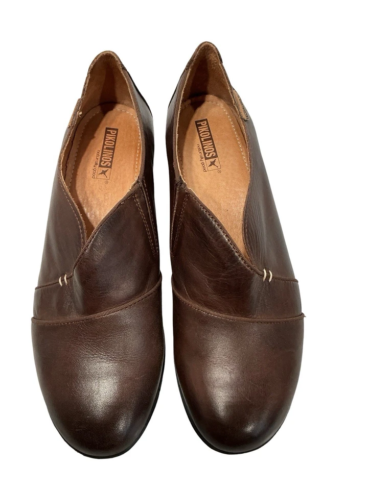 Pikolinos Women's Sz 41 10-10.5 Quality Brown Leather Slip On Loafers - Image 3 of 4