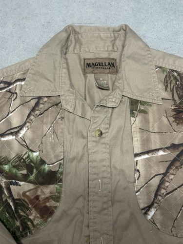 Magellan Sportswear Camo Shirt Men’s M Khaki Hunting Button Up Realtree Outdoor - Picture 2 of 3