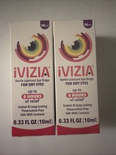  2 iVIZIA Lubricant Eye Drops 0.33oz 10mL Exp 2028